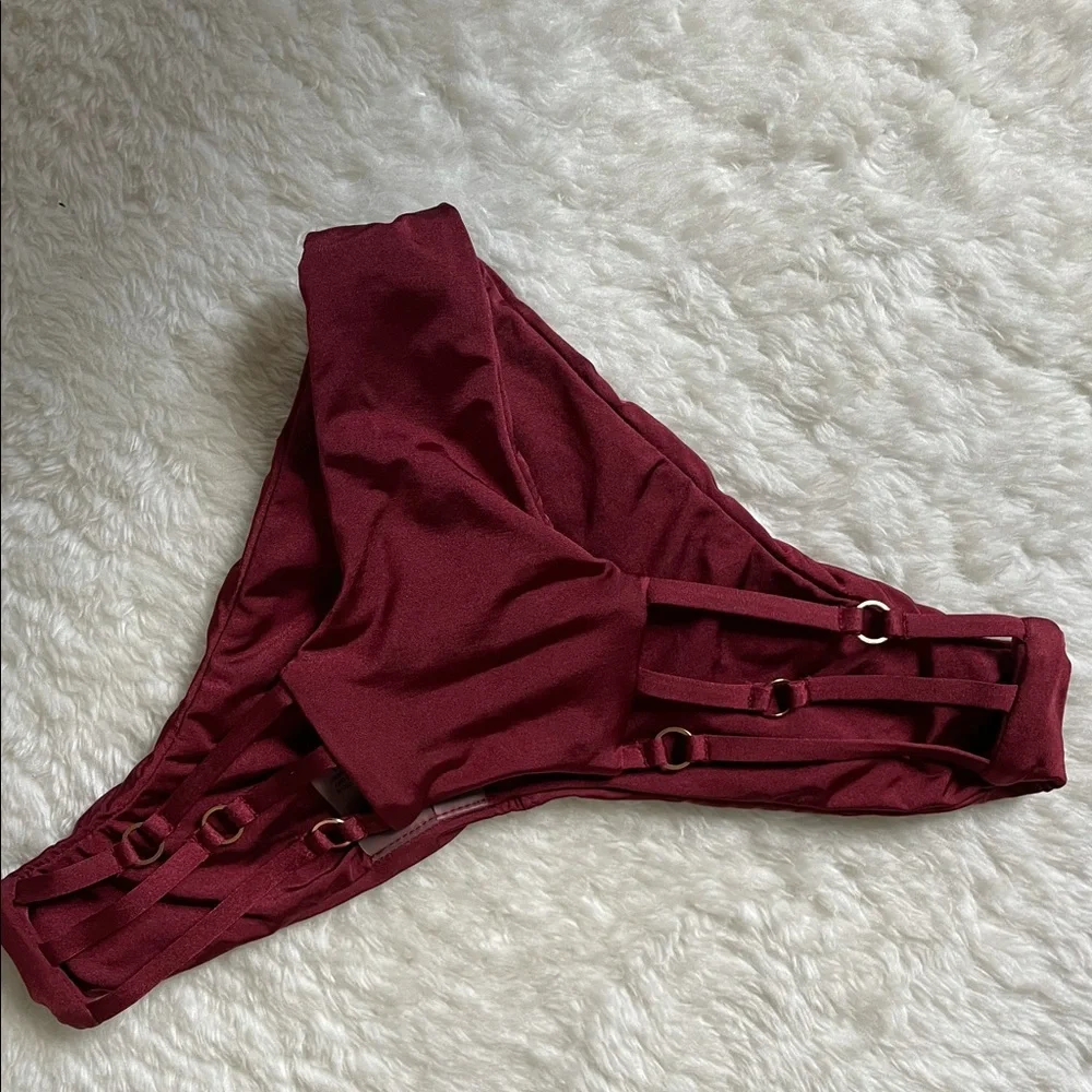 Beach Bunny Burgundy Strappy Triangle Bikini